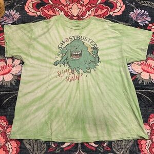 3/$25 👻 Ghostbusters Slimer Tie Dye Graphic Tee Oversized Green Unisex XL